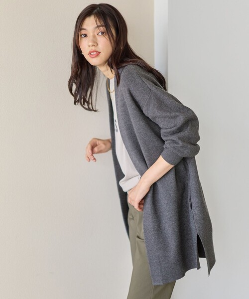 ANY(エニィ)の「トッパーニットカーデガン(カーディガン/ボレロ・レディース・ベージュ系/ライトグレー系・F)」の4枚目の写真