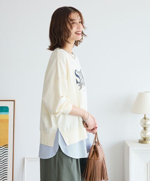 Green　Parks（グリーンパークス）の「アソートカレッジロゴ裏毛プルオーバー（スウェット・レディース・チャコールグレー/ホワイト系その他2/ネイビー/ベージュ・FREE）」の7枚目の写真