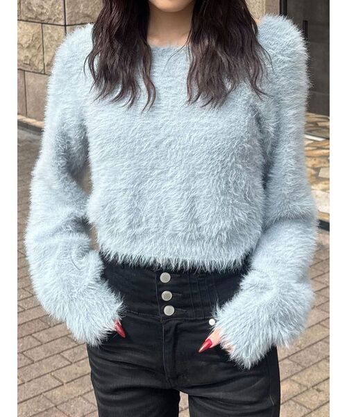 EMODA（エモダ）の「バッククロス2WAYニット（ニット/セーター・レディース・グレー/アイボリー/ブラック/ブルー・FREE）」の4枚目の写真