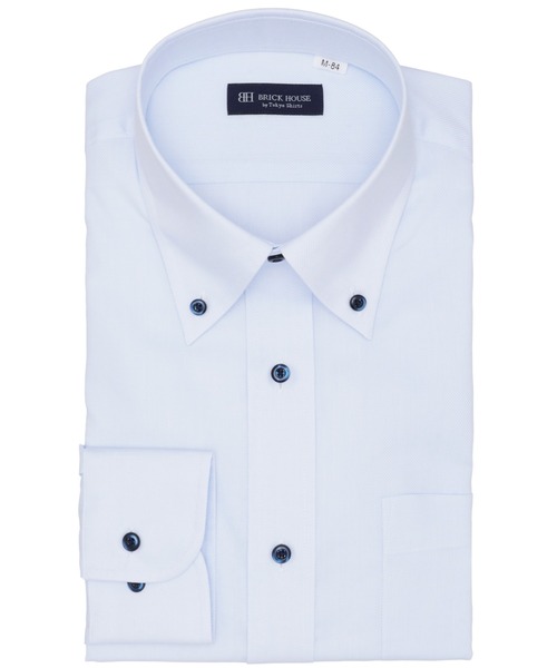 TOKYO SHIRTS(トウキョウシャツ)の「形態安定ノンアイロン ボタンダウン 長袖ビジネスワイシャツ(ビジネスシャツ・メンズ・サックスブルー・首回り39cm-裄丈80cm/首回り39cm-裄丈84cm/首回り41cm-裄丈82cm/首回り41cm-裄丈86cm/首回り42cm-裄丈82cm/首回り42cm-裄丈86cm/首回り43cm-裄丈82cm/首回り43cm-裄丈86cm/首回り37cm-裄丈80cm/首回り37cm-裄丈84cm)」の1枚目の写真