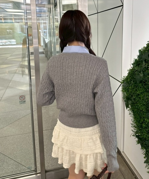 continuer de NICE CLAUP（コンティニューデナイスクラップ）の「リボンタイケーブルニットプルオーバー（ニット/セーター・レディース・トップグレー/ボルドー/ネイビー/アイボリー/ブルー系その他/ホワイト系その他・FREE）」の17枚目の写真