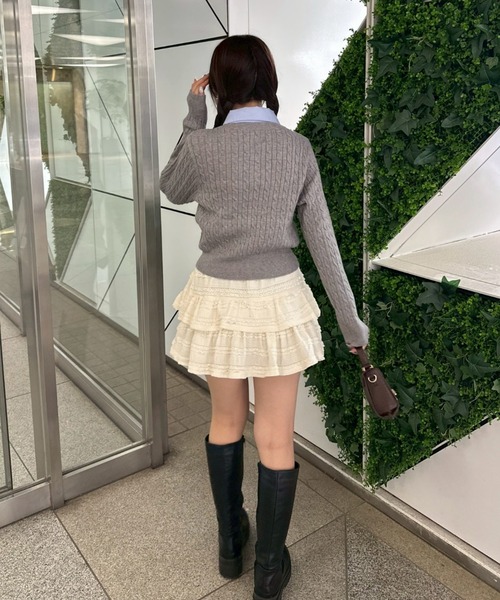 continuer de NICE CLAUP（コンティニューデナイスクラップ）の「リボンタイケーブルニットプルオーバー（ニット/セーター・レディース・トップグレー/ボルドー/ネイビー/アイボリー/ブルー系その他/ホワイト系その他・FREE）」の19枚目の写真