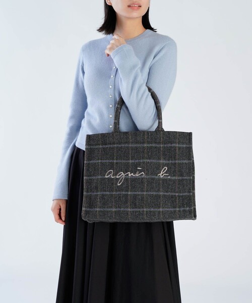 agnes b.(アニエスベー)の「チェック ウール ラージ トートバッグ ZAX03B-02(トートバッグ・レディース・グレー系その他・FREE)」の6枚目の写真