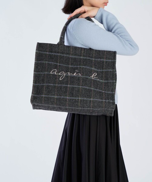 agnes b.(アニエスベー)の「チェック ウール ラージ トートバッグ ZAX03B-02(トートバッグ・レディース・グレー系その他・FREE)」の7枚目の写真