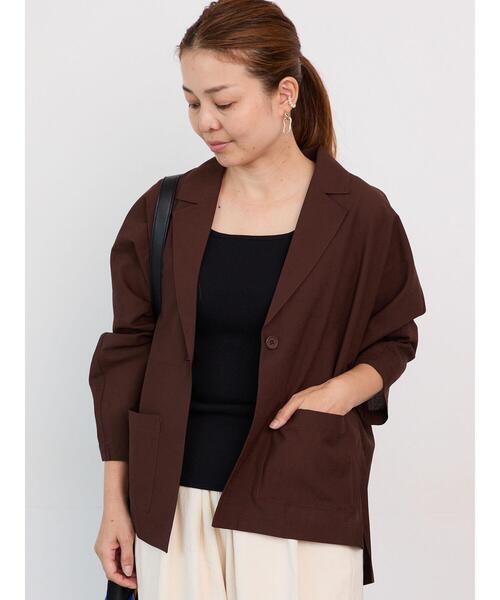 Lugnoncure（ルノンキュール）の「シアードルマンテーラードジャケット（ノーカラージャケット・レディース・ブラック/ブラウン/ベージュ・F）」の3枚目の写真