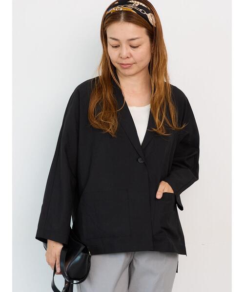 Lugnoncure（ルノンキュール）の「シアードルマンテーラードジャケット（ノーカラージャケット・レディース・ブラック/ブラウン/ベージュ・F）」の2枚目の写真