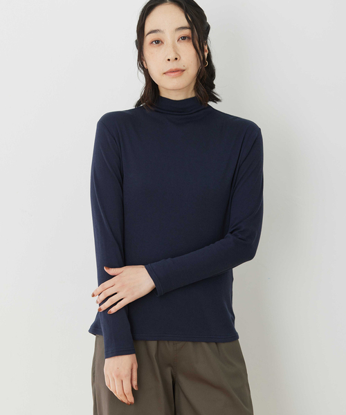 DECOY SINCE 1981（デコイシンスイチキュウハチイチ）の「コットンガーゼハイネック【綿100%】（Tシャツ/カットソー・レディース・サックスブルー/ホワイト/ネイビー/グレー・M/L）」の4枚目の写真