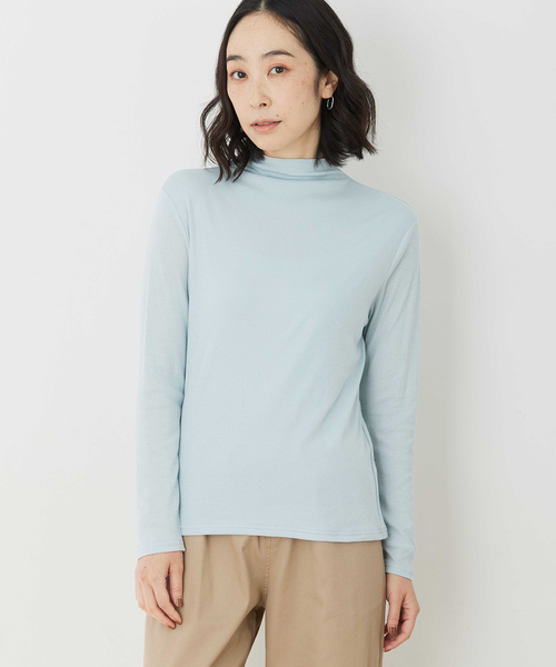 DECOY SINCE 1981（デコイシンスイチキュウハチイチ）の「コットンガーゼハイネック【綿100%】（Tシャツ/カットソー・レディース・サックスブルー/ホワイト/ネイビー/グレー・M/L）」の7枚目の写真