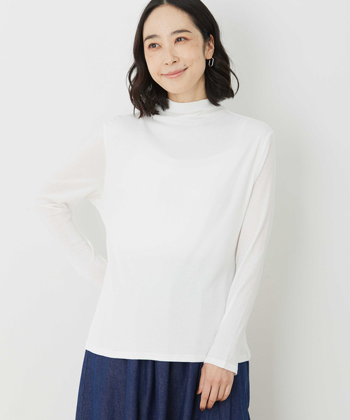 DECOY SINCE 1981（デコイシンスイチキュウハチイチ）の「コットンガーゼハイネック【綿100%】（Tシャツ/カットソー・レディース・サックスブルー/ホワイト/ネイビー/グレー・M/L）」の10枚目の写真