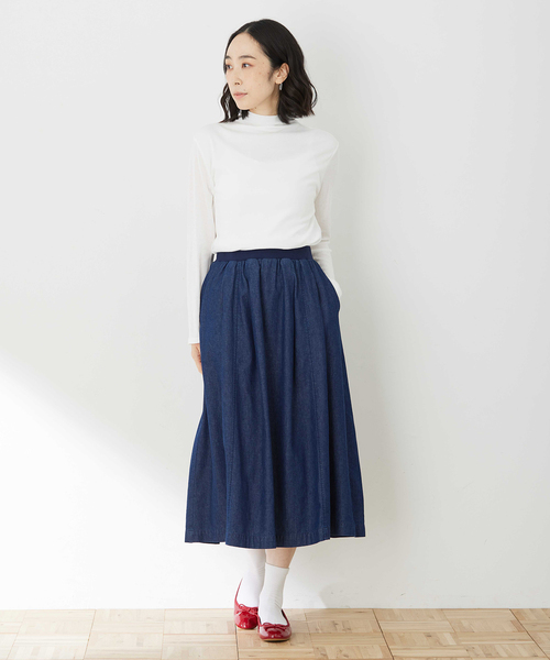 DECOY SINCE 1981（デコイシンスイチキュウハチイチ）の「コットンガーゼハイネック【綿100%】（Tシャツ/カットソー・レディース・サックスブルー/ホワイト/ネイビー/グレー・M/L）」の15枚目の写真