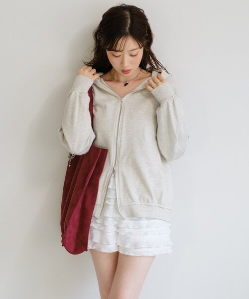 S.Mサイズ展開】ダブルZIPスウェットパーカー（パーカー