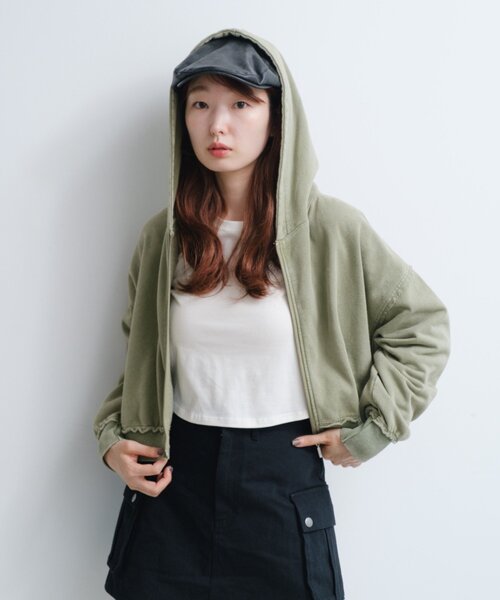 セール】【S.Mサイズ展開】ダブルZIPスウェットパーカー