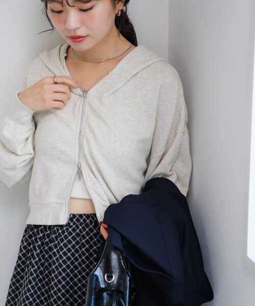 セール】【S.Mサイズ展開】ダブルZIPスウェットパーカー