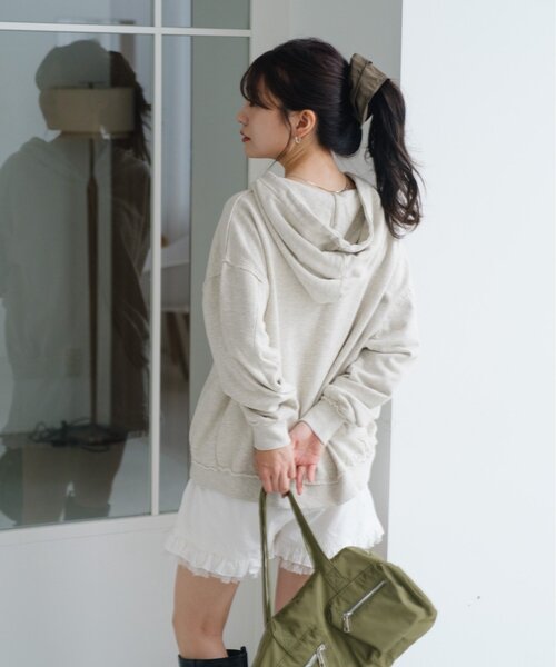 セール】【S.Mサイズ展開】ダブルZIPスウェットパーカー