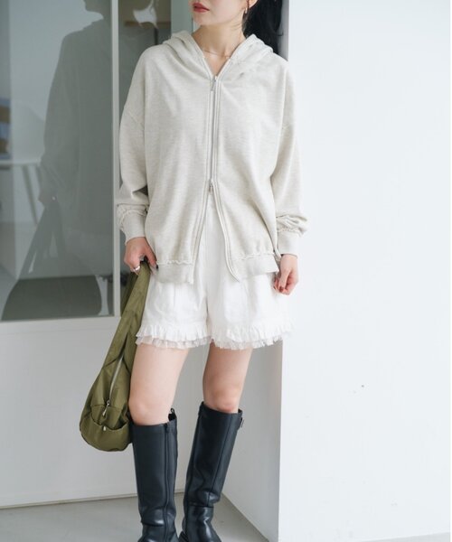 セール】【S.Mサイズ展開】ダブルZIPスウェットパーカー