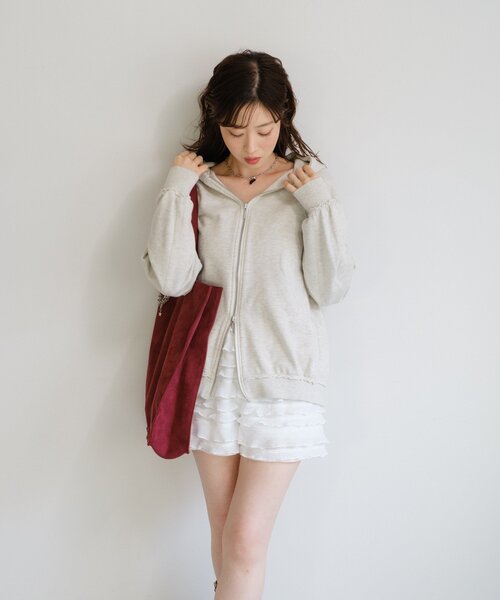 セール】【S.Mサイズ展開】ダブルZIPスウェットパーカー