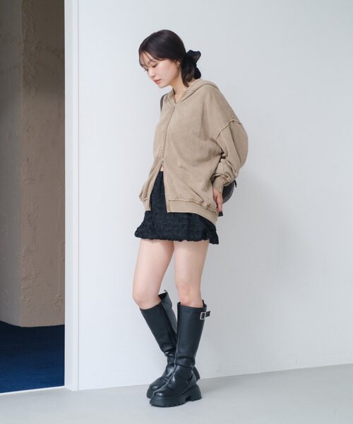 セール】【S.Mサイズ展開】ダブルZIPスウェットパーカー