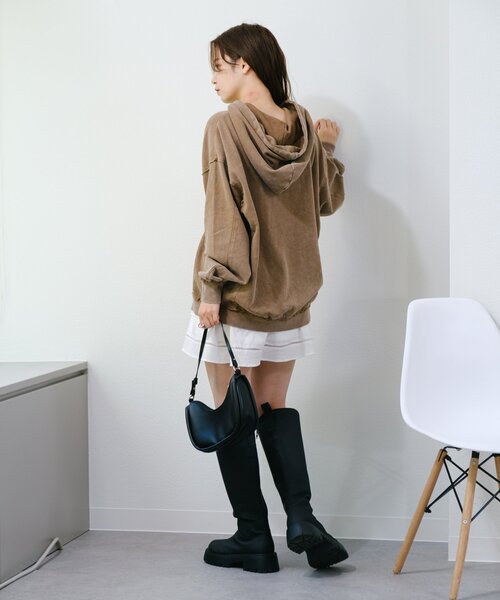 Kastane(カスタネ)の「【S.Mサイズ展開】ダブルZIPスウェットパーカー(パーカー・レディース・ホワイト/カーキ/ブラウン・SMALL/MEDIUM)」の17枚目の写真