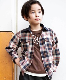 WASK | 配色胸ポケットカルゼチェックシャツ(100~160cm)(シャツ/ブラウス)