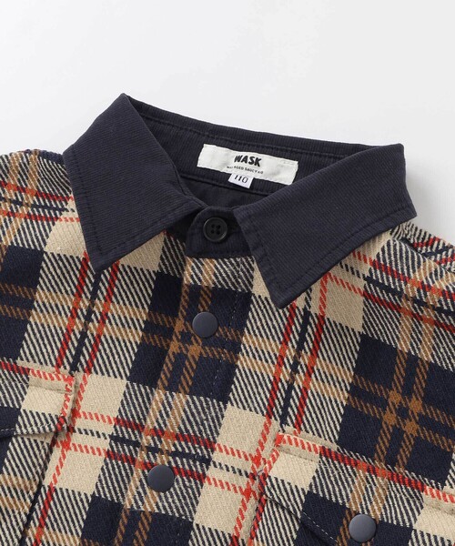 WASK(ワスク)の「配色胸ポケットカルゼチェックシャツ(100~160cm)(シャツ/ブラウス・キッズ・ブルー系その他2・160cm/140cm/150cm)」の6枚目の写真