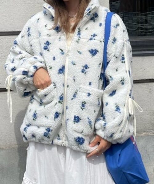 花柄ボアラインブルゾン（ブルゾン）｜w closet（ダブル