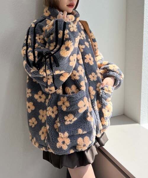 花柄ボアラインブルゾン（ブルゾン）｜w closet（ダブルクローゼット