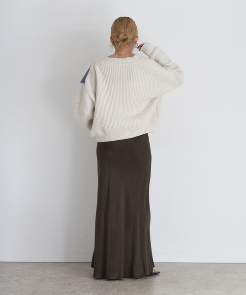 Eimee Law（エイミーロウ）の「デニムドッキングニットカーデ（カーディガン/ボレロ・レディース・チャコールグレー/アイボリー/モカ・FREE）」の14枚目の写真