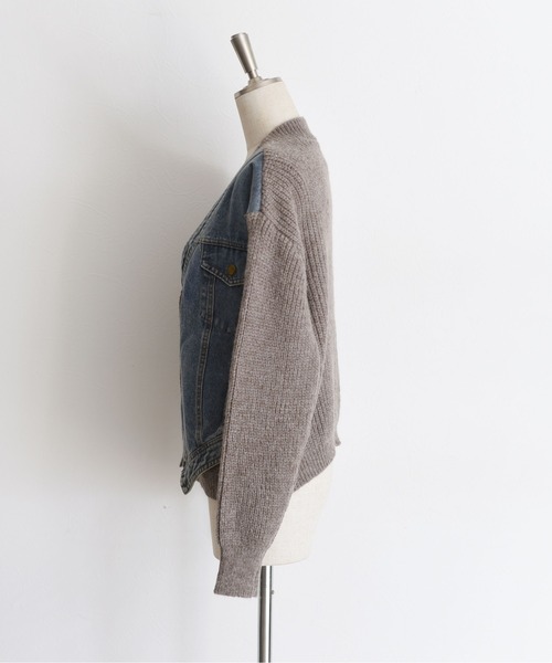 Eimee Law（エイミーロウ）の「デニムドッキングニットカーデ（カーディガン/ボレロ・レディース・チャコールグレー/アイボリー/モカ・FREE）」の19枚目の写真