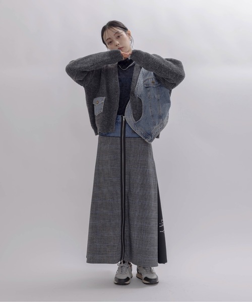 Eimee Law（エイミーロウ）の「デニムドッキングニットカーデ（カーディガン/ボレロ・レディース・チャコールグレー/アイボリー/モカ・FREE）」の21枚目の写真