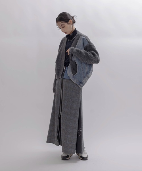 Eimee Law（エイミーロウ）の「デニムドッキングニットカーデ（カーディガン/ボレロ・レディース・チャコールグレー/アイボリー/モカ・FREE）」の22枚目の写真