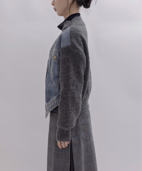 セール】デニムドッキングニットカーデ（カーディガン/ボレロ）｜Eimee