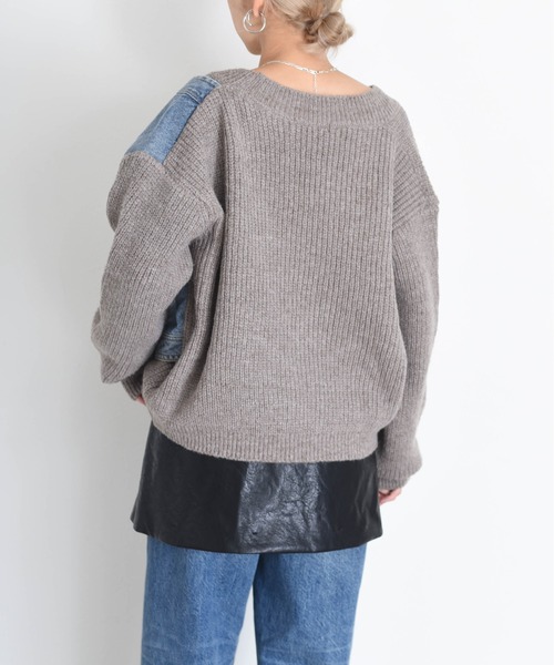 Eimee Law（エイミーロウ）の「デニムドッキングニットカーデ（カーディガン/ボレロ・レディース・チャコールグレー/アイボリー/モカ・FREE）」の11枚目の写真