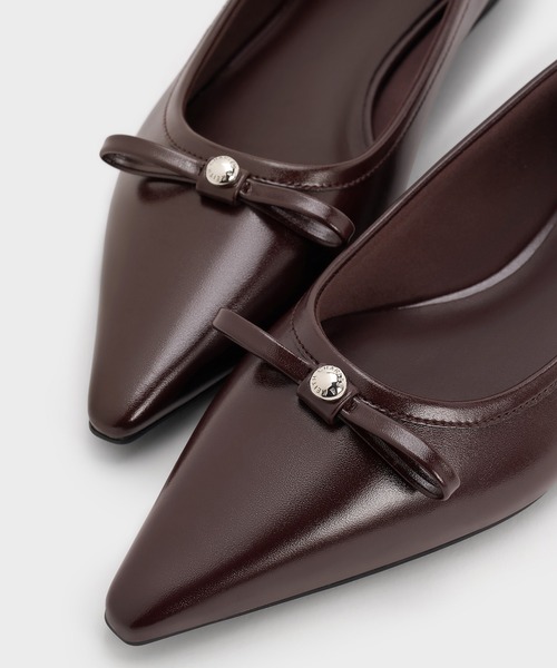CHARLES & KEITH(チャールズ & キース)の「フェルトボウ メタリックアクセントポインテッドトゥ バレエフラット(バレエシューズ・レディース・ダークグレー/マルーン・25.5cm/25cm/24.5cm/23.5cm/23cm/22.5cm)」の5枚目の写真