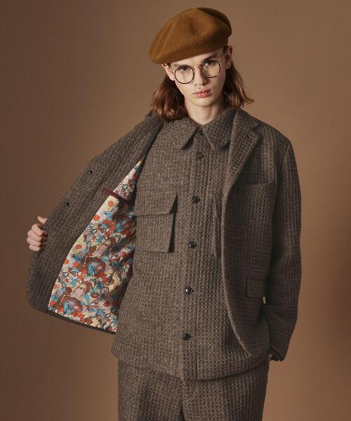 セール】【Sサイズ～】ウール混ワッフルジャケット（テーラード