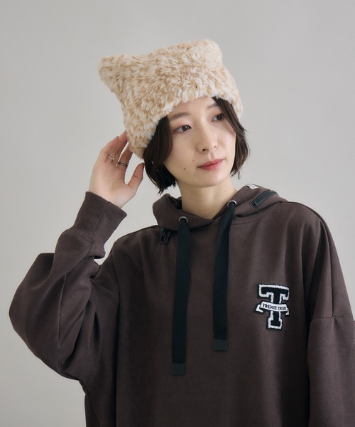 Paradise Picnic(パラダイスピクニック)の「ネコみみファー帽子(ニットキャップ/ビーニー・レディース・ブラック/グレー/ブラウン/ベージュ・FREE)」の16枚目の写真