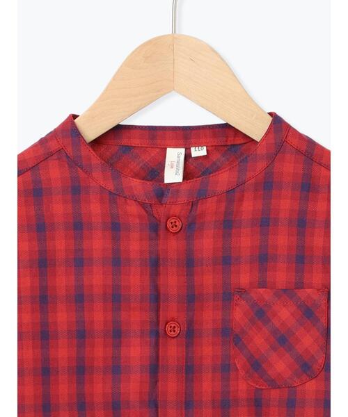 Samansa Mos2 Lagom（サマンサモスモスラーゴム）の「チェックバンドカラーシャツ（シャツ/ブラウス・キッズ・レッド/キャメル・100/110/120/95/130）」の6枚目の写真
