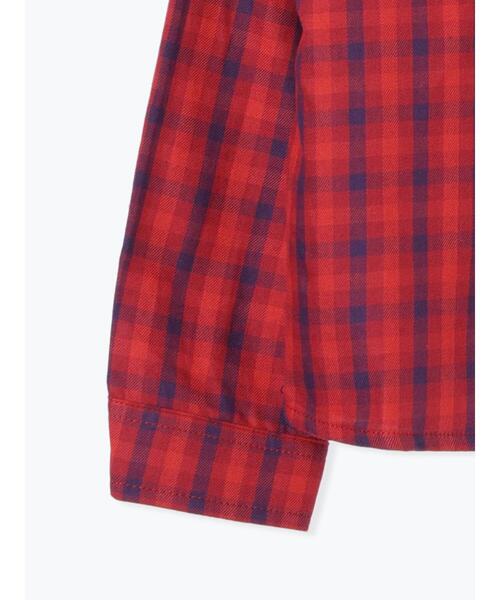 Samansa Mos2 Lagom（サマンサモスモスラーゴム）の「チェックバンドカラーシャツ（シャツ/ブラウス・キッズ・レッド/キャメル・100/110/120/95/130）」の7枚目の写真