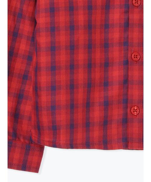 Samansa Mos2 Lagom（サマンサモスモスラーゴム）の「チェックバンドカラーシャツ（シャツ/ブラウス・キッズ・レッド/キャメル・100/110/120/95/130）」の5枚目の写真