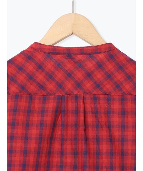 Samansa Mos2 Lagom（サマンサモスモスラーゴム）の「チェックバンドカラーシャツ（シャツ/ブラウス・キッズ・レッド/キャメル・100/110/120/95/130）」の3枚目の写真