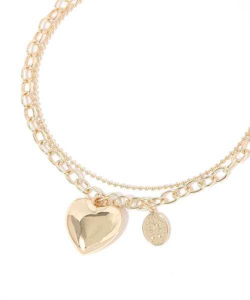 BAYFLOW（ベイフロー）の「ビッグハート2連ネックレス（ネックレス・レディース・イエロー/ライトグレー・FREE）」の2枚目の写真