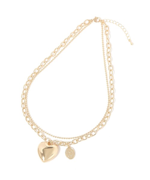 BAYFLOW（ベイフロー）の「ビッグハート2連ネックレス（ネックレス・レディース・イエロー/ライトグレー・FREE）」の3枚目の写真