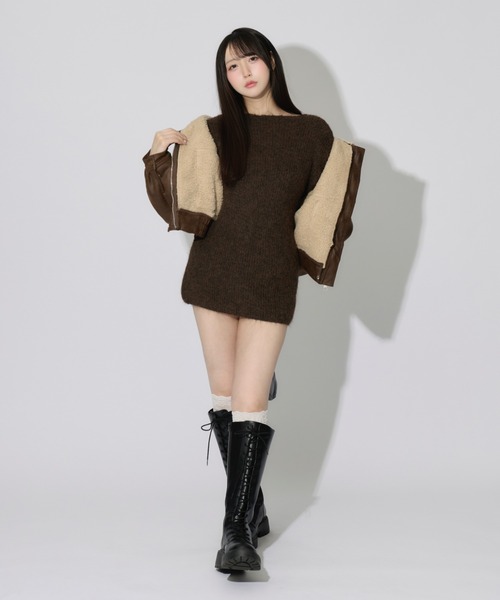 ALLuRing ChaRm(アリュリングチャーム)の「Neck String Over Knit / 首紐オーバーニットワンピース(ニット/セーター・レディース・ホワイト/ブラウン・FREE)」の18枚目の写真