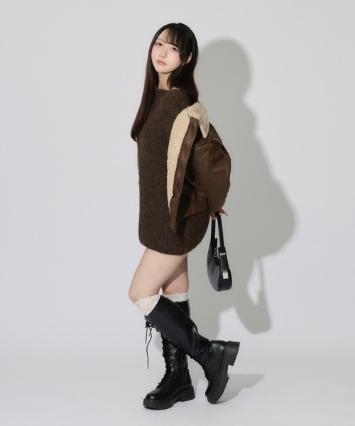 ALLuRing ChaRm(アリュリングチャーム)の「Neck String Over Knit / 首紐オーバーニットワンピース(ニット/セーター・レディース・ホワイト/ブラウン・FREE)」の19枚目の写真
