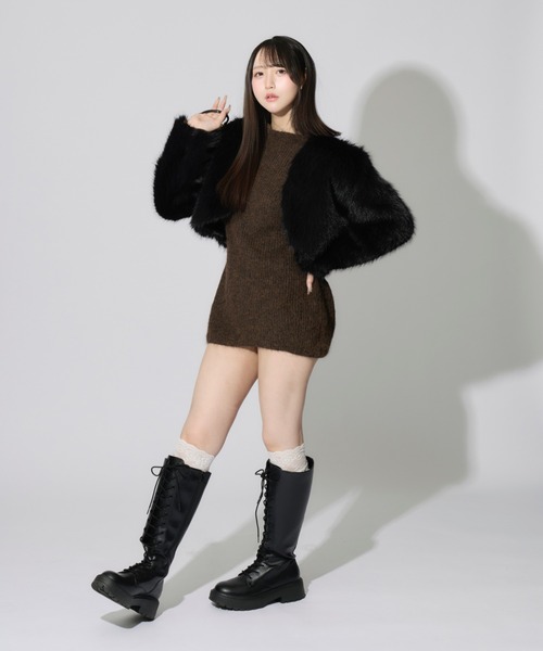 ALLuRing ChaRm(アリュリングチャーム)の「Neck String Over Knit / 首紐オーバーニットワンピース(ニット/セーター・レディース・ホワイト/ブラウン・FREE)」の20枚目の写真