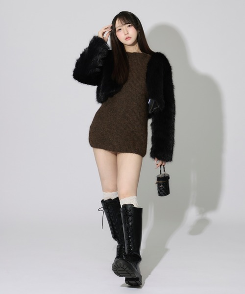 ALLuRing ChaRm(アリュリングチャーム)の「Neck String Over Knit / 首紐オーバーニットワンピース(ニット/セーター・レディース・ホワイト/ブラウン・FREE)」の21枚目の写真