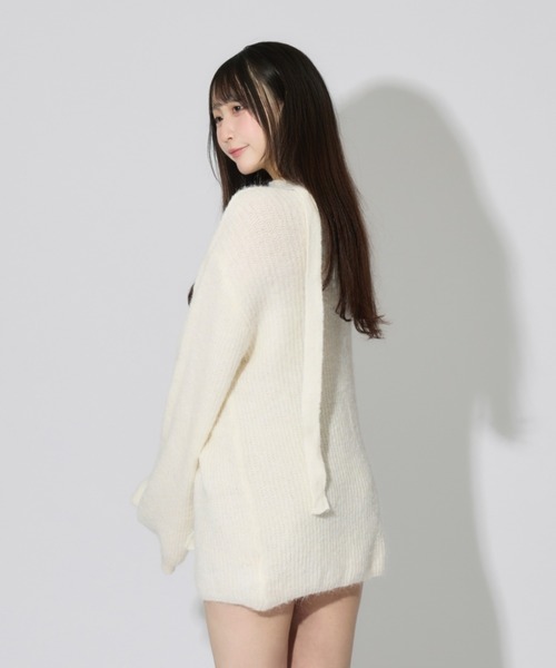 ALLuRing ChaRm(アリュリングチャーム)の「Neck String Over Knit / 首紐オーバーニットワンピース(ニット/セーター・レディース・ホワイト/ブラウン・FREE)」の5枚目の写真