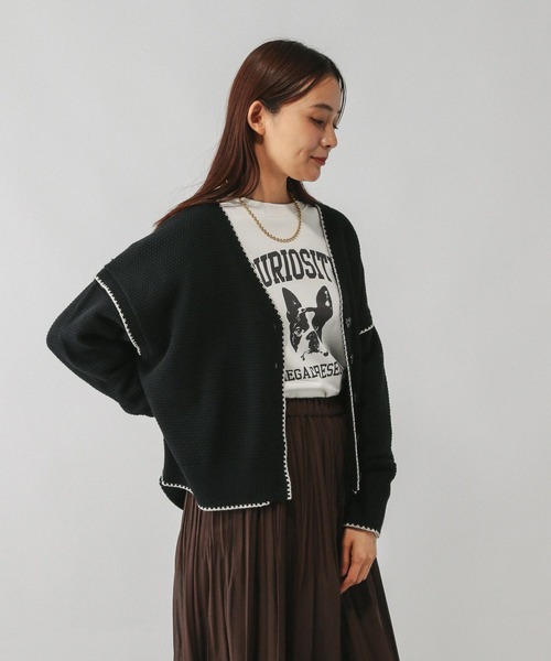 セール】毛玉になりにくいステッチカーディガン/494140（カーディガン