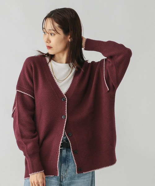 セール】毛玉になりにくいステッチカーディガン/494140（カーディガン