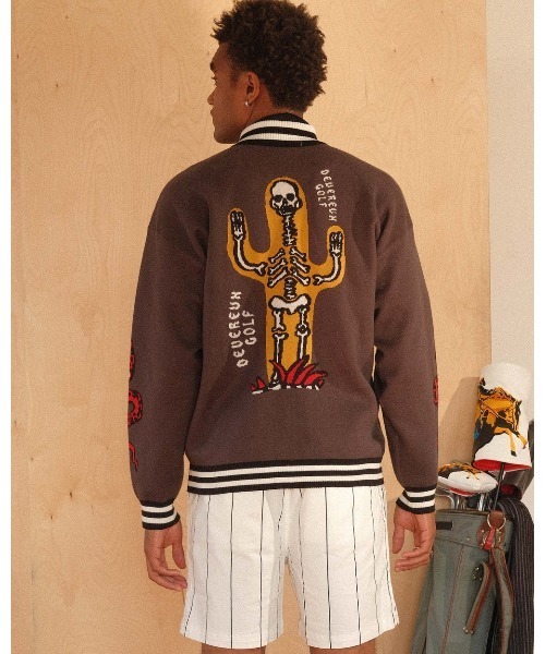 DEVEREUX GOLF（デヴァローゴルフ）の「Out of Bounds Knit Jacket（ブルゾン・メンズ・ブラウン・SMALL/MEDIUM）」の3枚目の写真