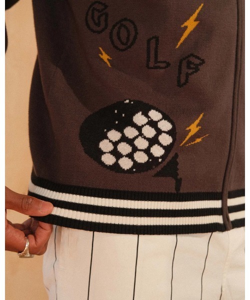 DEVEREUX GOLF（デヴァローゴルフ）の「Out of Bounds Knit Jacket（ブルゾン・メンズ・ブラウン・SMALL/MEDIUM）」の5枚目の写真